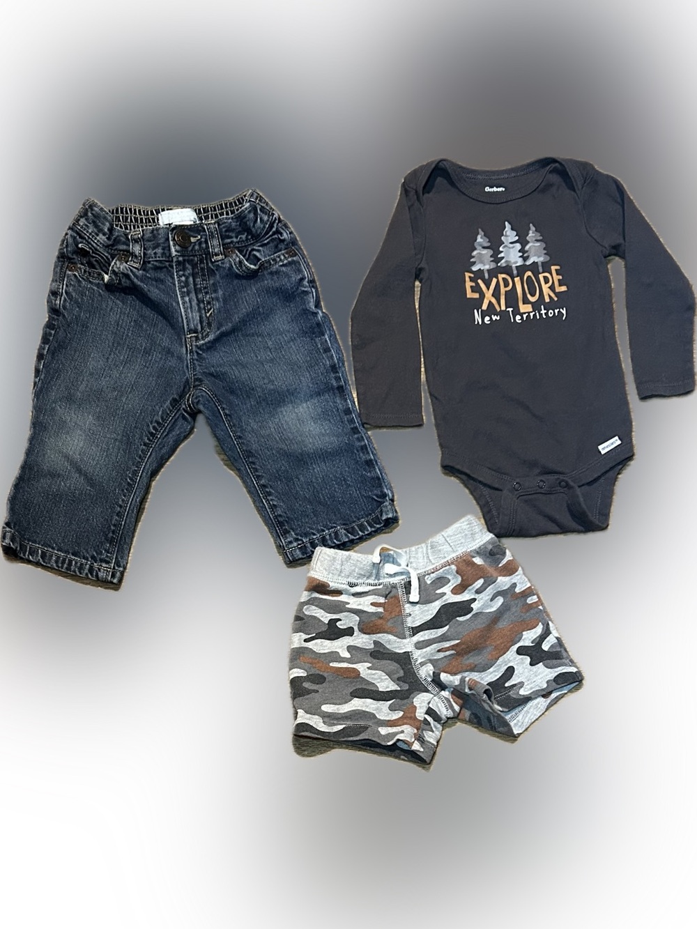 9 Months Baby Boy Clothes Set - Jeans, Onesie, Shorts